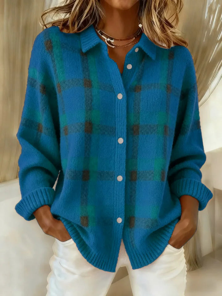 Ariana | Suéter Retro de Cuadros con Contraste Casual